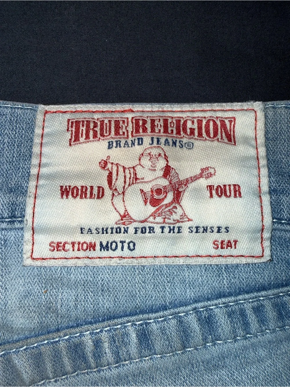 True Religion Light Blue Mens Slim Fit Biker Jeans